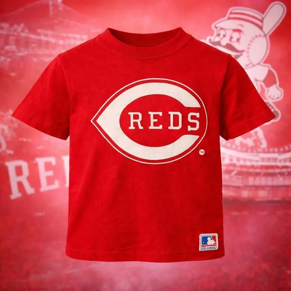 VTG Cincinnati Reds Kids Graphic Tee Shirt Youth M